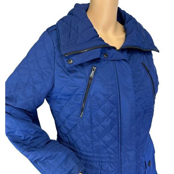 BCBGeneration Quilted Puffer Coat Royal Blue Jacket Size L - Picture 11 of 15